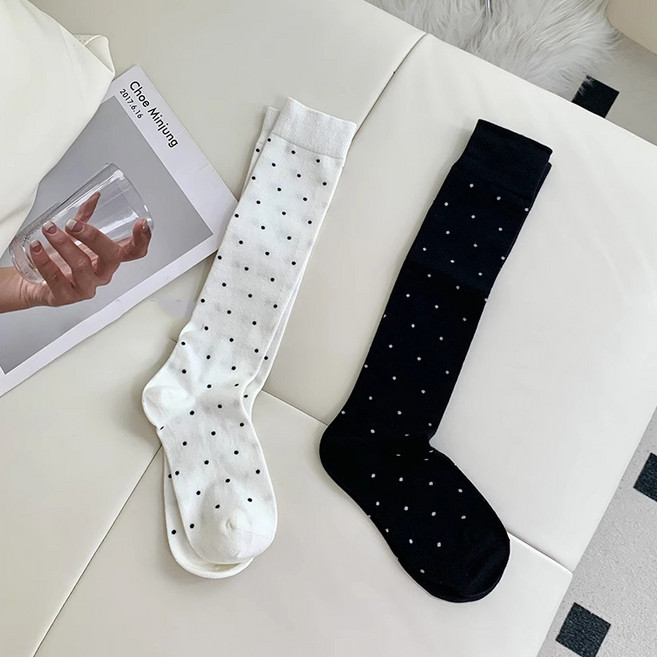 여성용 미니 도트무늬 캐주얼 패션 니삭스 2종 x 2p 세트 MW151