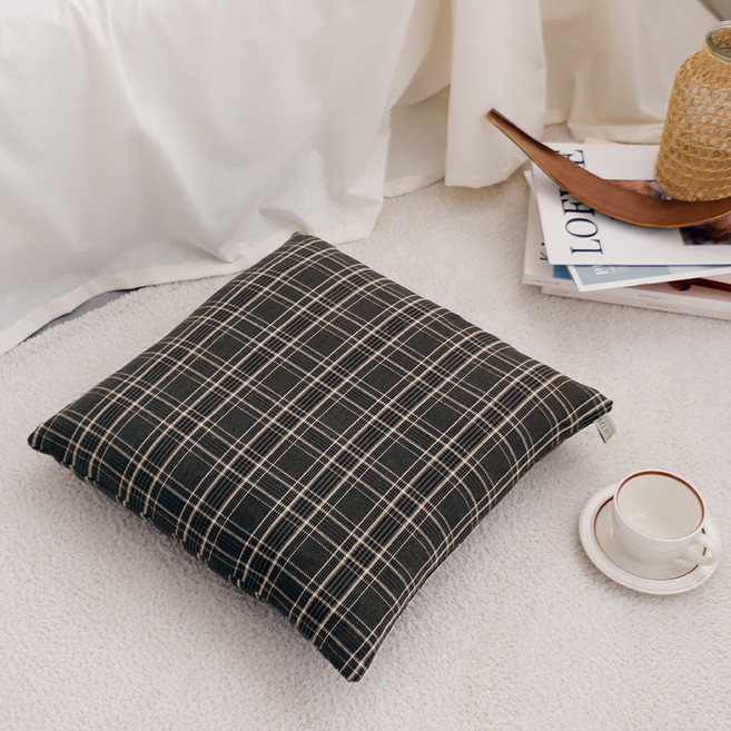 까사베르데 브리스톨 체크 사각방석 솜포함