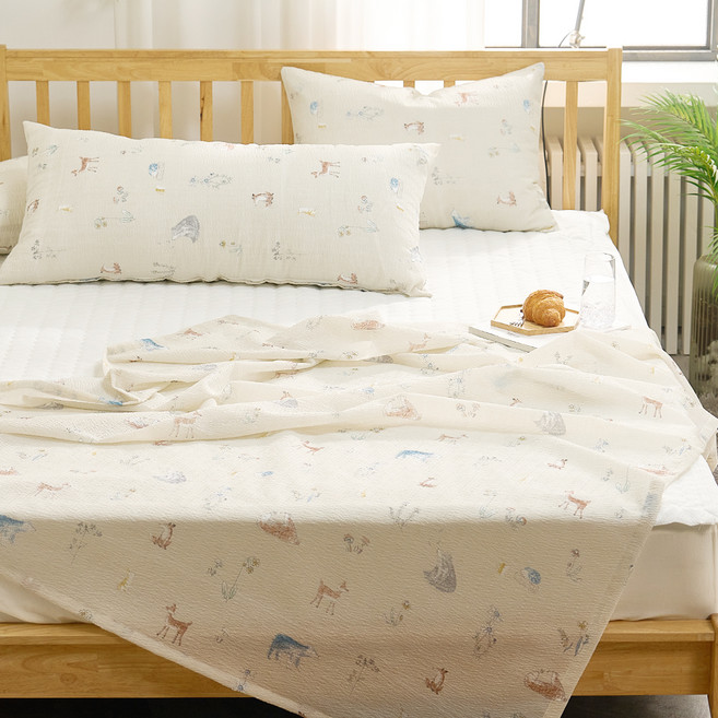 지베딩 웰컴밤비 냉장고 스노우리플 홑이불 베개커버 세트