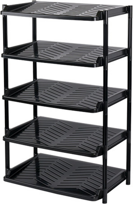 이즈리빙 신발정리대 5단 선반 와이드형 10족, 블랙, 1개