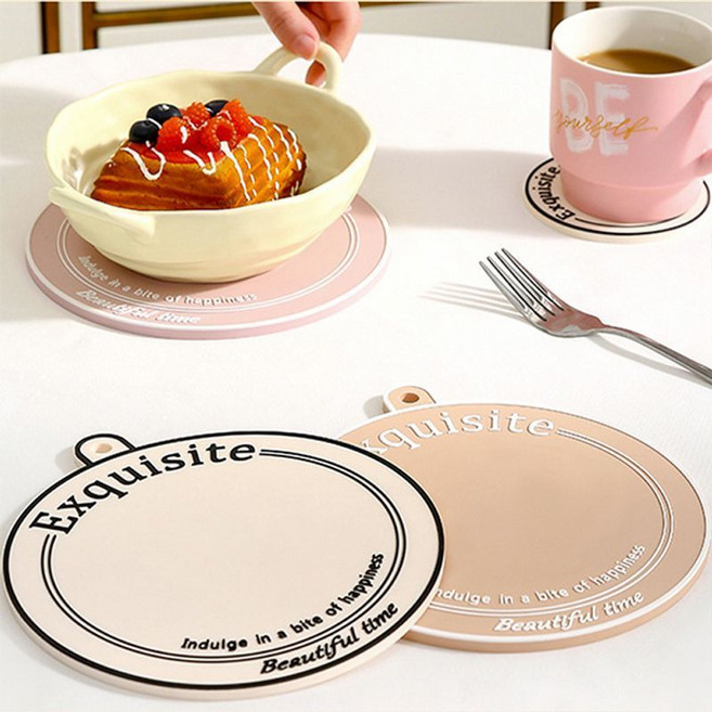 율앤홈 PVC 프렌치 냄비 받침 3종 세트, 화이트 + 베이지 + 핑크, 1세트