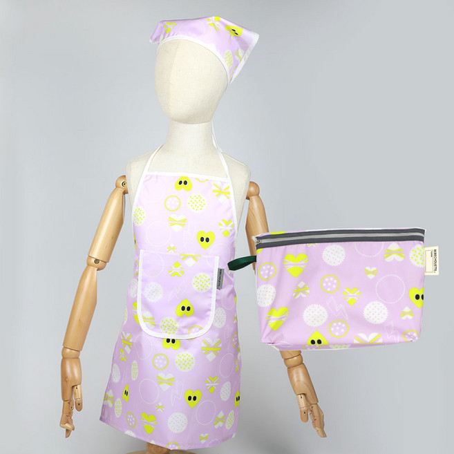 베베슈에뜨 아동용 방수 앞치마 + 두건 + 파우치 세트