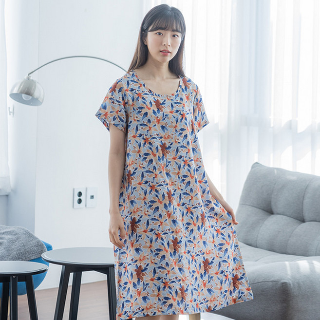 디노바시 여성용 그린인견 반팔 원피스