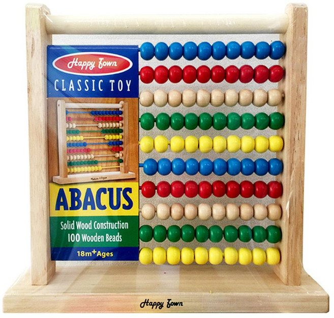 Happy Town 原木算盤玩具, 多色, 1組