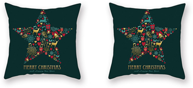 골드 그린 포인트 MERRY X-MAS 브론징 인테리어 쿠션 커버 2p