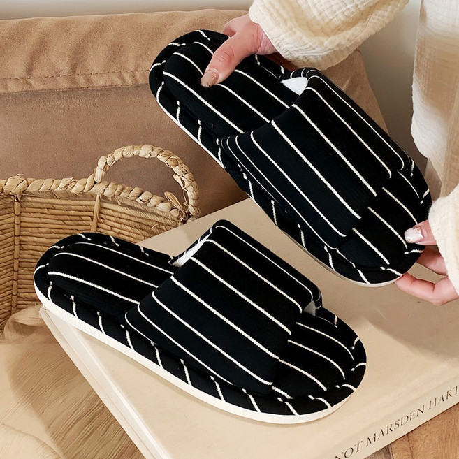 에버하우스 소프트 코튼 리넨 거실화, 블랙, 1개