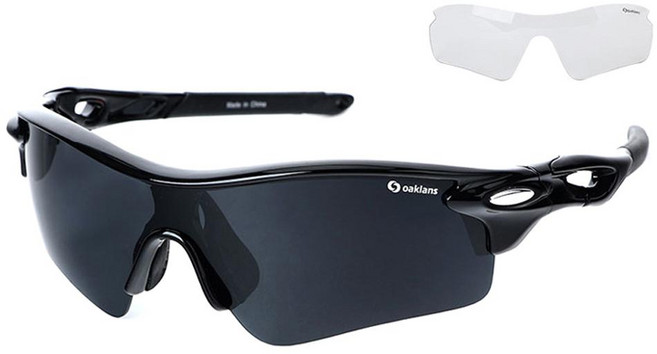 Oaklans Q210 偏光運動太陽眼鏡組, 黑色 + 灰黑色, 1組