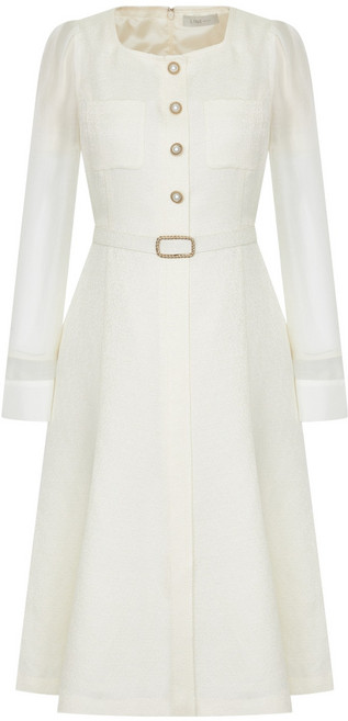 라인어디션 진주 버튼 트위드 원피스