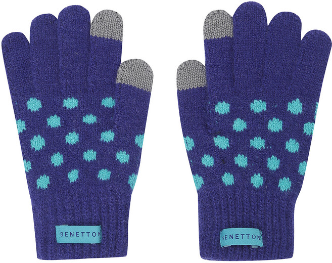 베네통키즈 아동용 도트 니트 스마트폰 터치 장갑 QCGLP3261BL