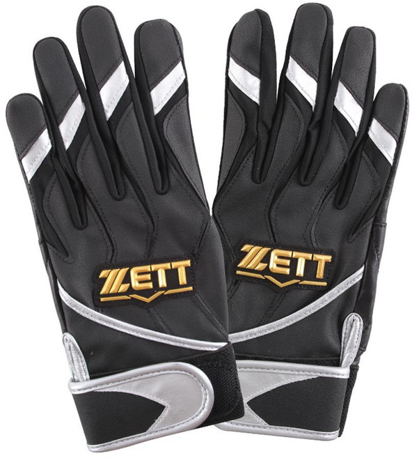 ZETT BGK-595 雙手用打擊手套, 1套, 黑色+黑色