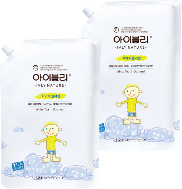 아이블리네이처 유아 세제 화이트 블러썸향, 2개, 1.2L
