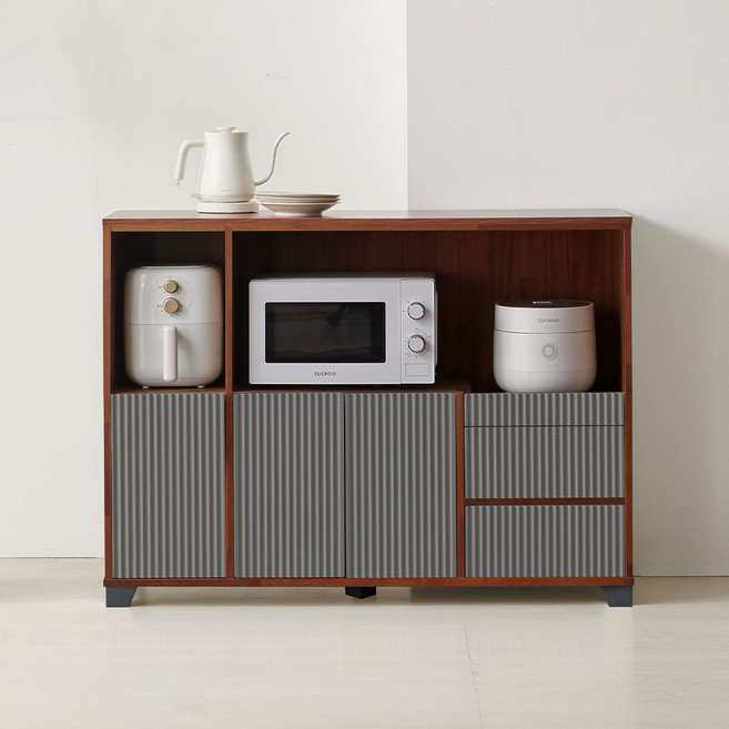 서울소호 LPM 템바보드 1200 주방 수납장 홈바 선반 렌지대 방문설치, 멀바우 그레이, 2단