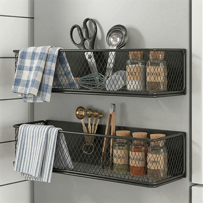 다퍼남 냉장고 자석 다용도 선반 높은가드, 블랙, 2개