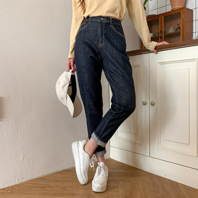 시크블랙 여성용 프도린 데일리 롱 뒷밴딩 생지팬츠 cppt10471k27