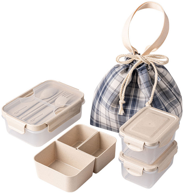 나누담 데일리 도시락 1100ml + 밀폐용기 450ml 2p + 보냉백 세트, 네이비, 1세트