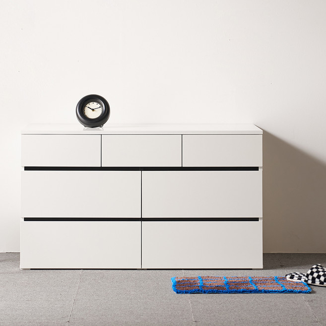 웰퍼니쳐 캐빈 와이드 3단 7칸 서랍장 1200 방문설치, 화이트