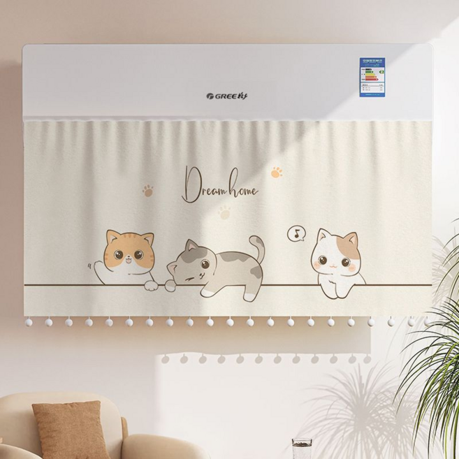 릴리픽 바람막이 에어컨 가리막 커튼 90 x 40 cm + 벨크로 세트, 1세트, 커튼(꿈의 집)