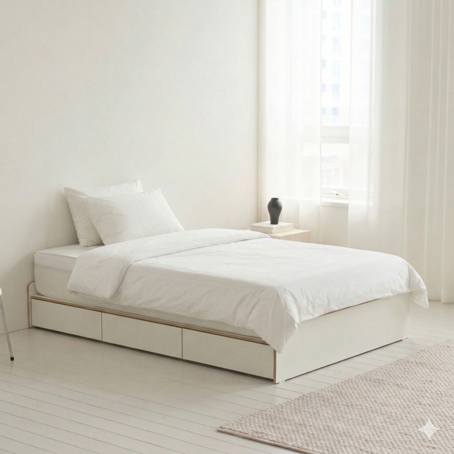 눕 리오 무헤드 3단 수납침대 프레임 단품 방문설치, 화이트