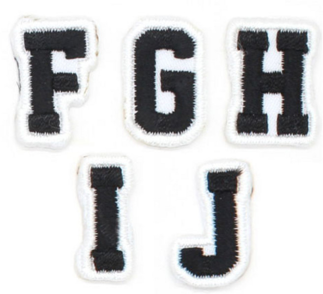 열접착식 이니셜 알파벳 와펜 F + G + H + I + J 세트, 1세트, 블랙