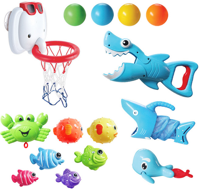 젠토이 상어사냥꾼 목욕놀이 친구들 15p 세트, 혼합색상, 1세트