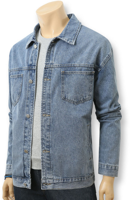 블루포스 남성용 브렛티 루즈핏 워싱 데님 긴팔 청자켓
