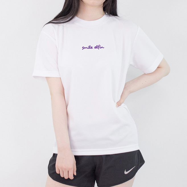 험블스튜디오 여성용 냉감 통기성 스마일엘핀 레터링 여름 쿨론 반팔 티셔츠 IMUD_92_300