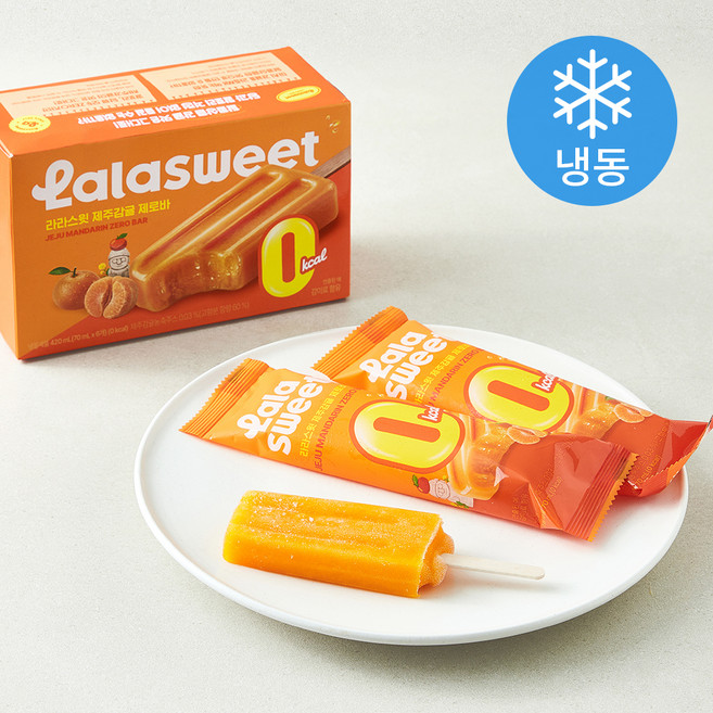 라라스윗 제주감귤 제로 바 아이스크림 (냉동), 1개, 6개입, 70ml