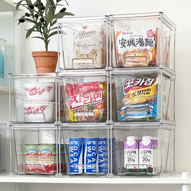 데미무드 커넥트 팬트리 적층 서랍, 투명, 1세트