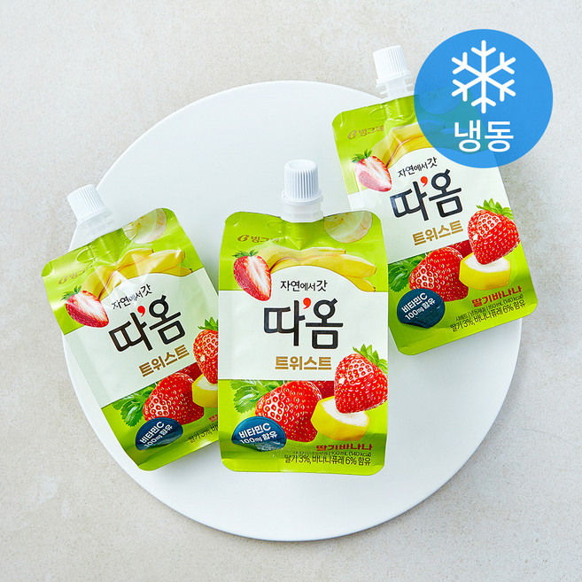 빙그레 따옴 트위스트 딸기바나나 (냉동), 3개, 1개입, 150ml