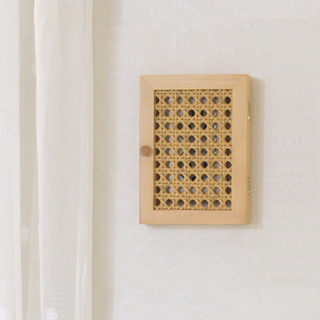 라이프스토리 직사각 라탄 스위치 커버, 원목