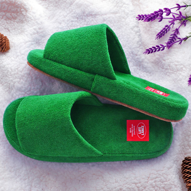 라이프란스 층간소음 거실화 테리 폼 슬리퍼, 그린, 1개