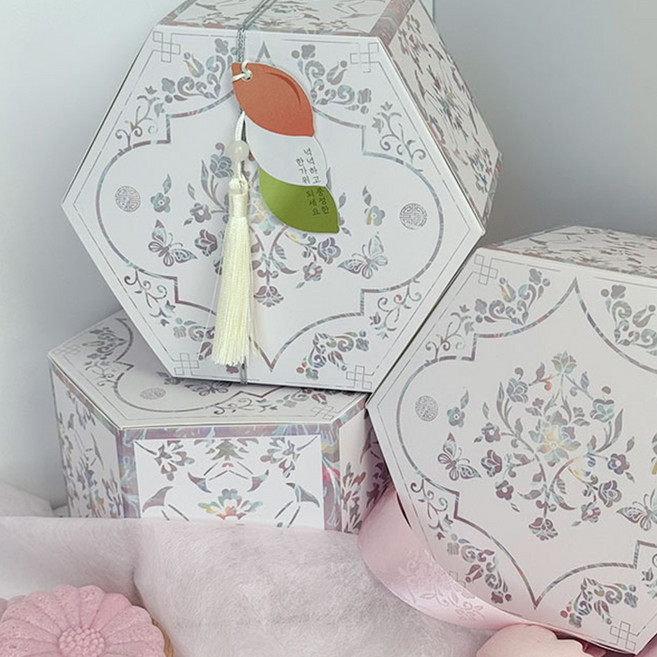 베스트팩 테이크아웃 선물 고급 도자기 박스 포장 추석 설날 명절 데코레이션 예담 전통 구슬 태슬 노리개, 크림, 10개