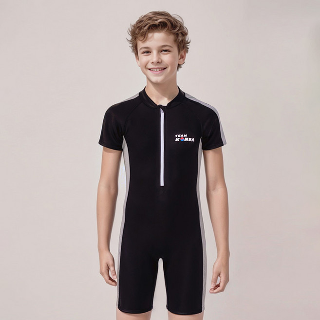쿠기어드벤쳐 남아용 국가대표 집업 반팔 반전신 실내수영복 KB-R150