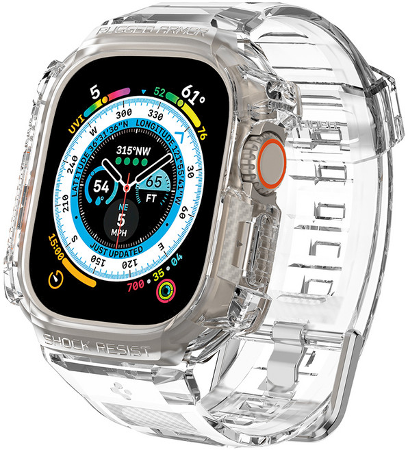 슈피겐 애플워치 스트랩 일체형 케이스 러기드아머 프로, 크리스탈클리어, 1개