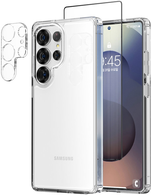 케이맥스 클리어핏 케이스 + 강화유리 + 카메라필름 세트