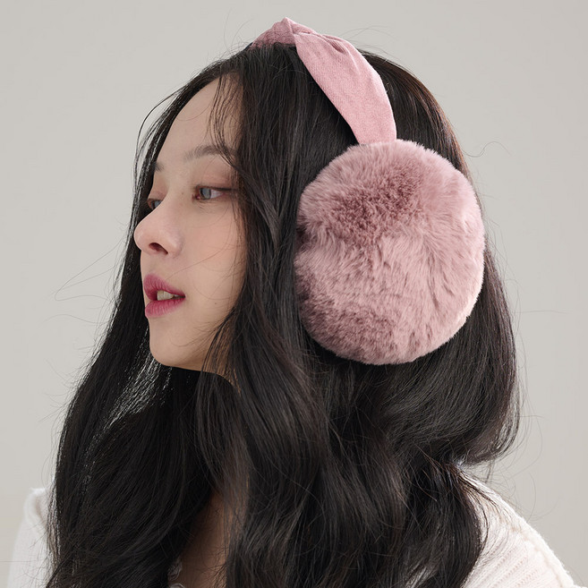 데이닉 여성용 겨울 머리띠 귀마개 방한 털 귀도리