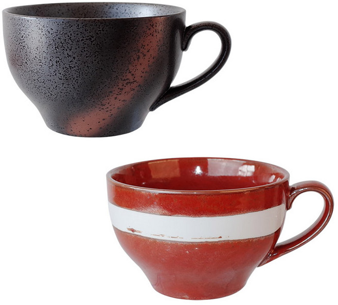 고반 안다미로 핸들면기 2종 세트, 블랙, 레드 브라운, 1세트