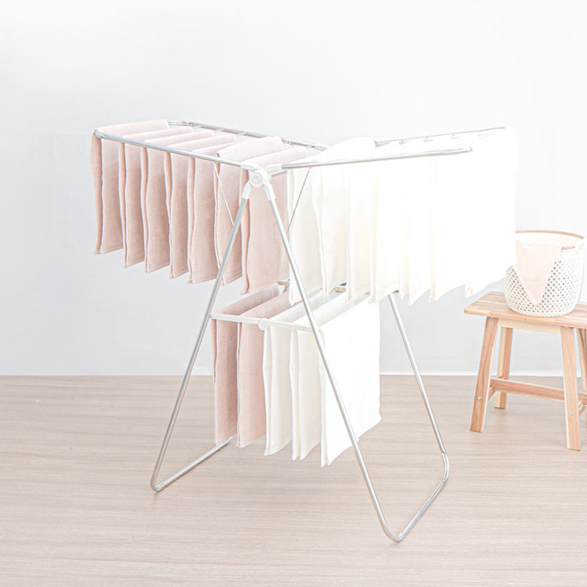 팬물산 스텐 접이식 빨래 건조대, 화이트