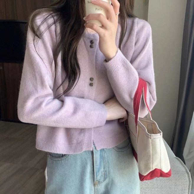 피어니스트 여성용 더블버튼 라운드 가디건