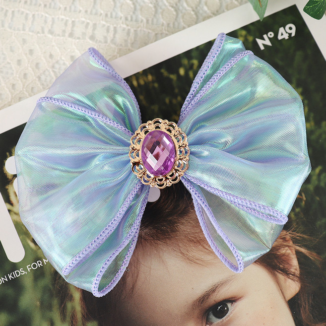 아동용 오로라 보석 리본 집게핀