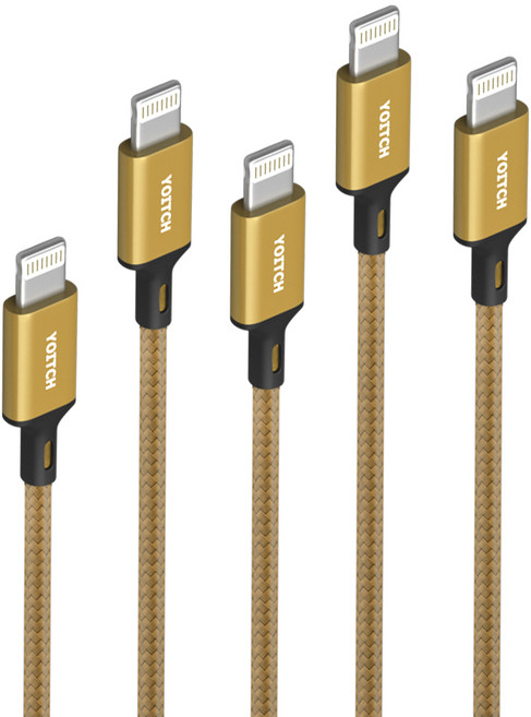 요이치 액트 8핀 고속충전 케이블, 골드, 5개, 150cm