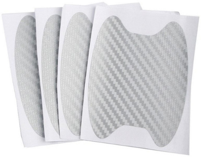 메오 자동차 도어 카본 보호필름 스티커 4p, 실버, 1세트