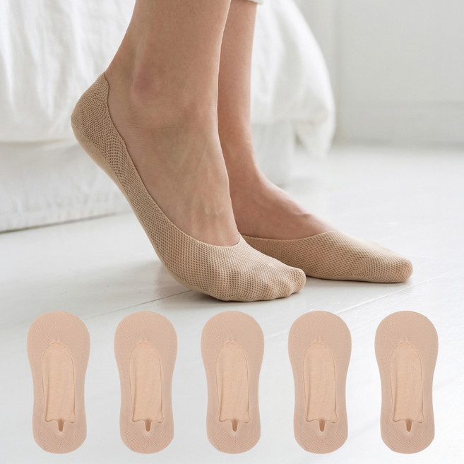 레노마 여성용 통기성 메쉬 로우컷 풋커버 덧신 5족
