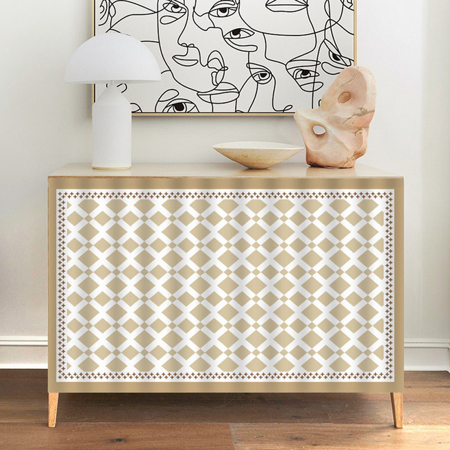 아티홈 패턴 타일무늬 벨크로 캐비닛 커튼