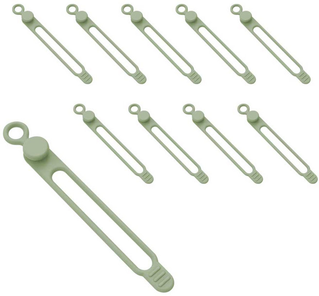 쥬롬 실리콘 케이블 타이 선 정리 홀더, 10개, 그린