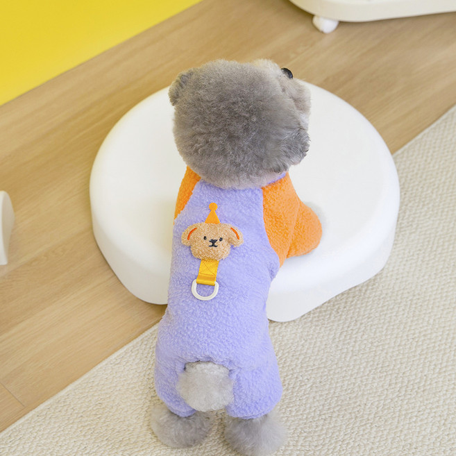 PASTEL PET 寵物派對幼犬毛絨連身衣, 紫色, 1個