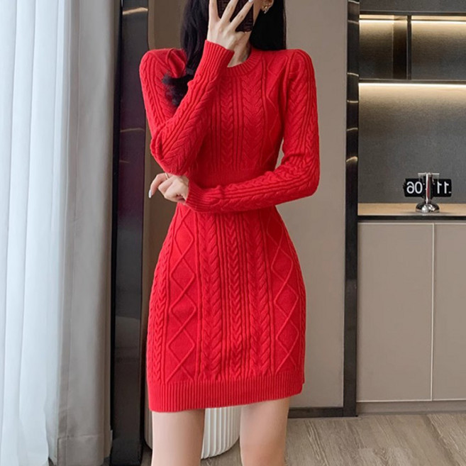 포플러앤씨 여성용 배퓨 니트 원피스 P25FOPS073136