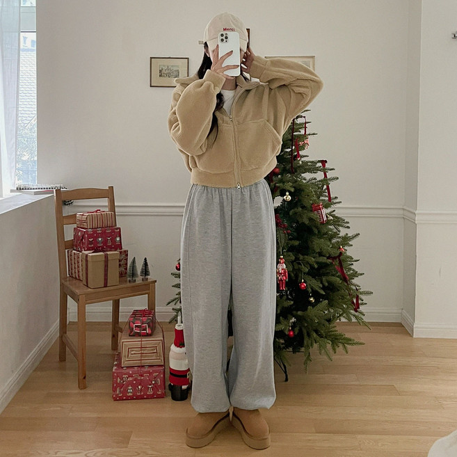 플랜데이 여성용 히네 기모 트레이닝 팬츠