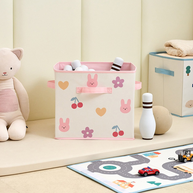 모던하우스 쏙 양면사용 큐브 래빗 수납함, 핑크래빗, 1개