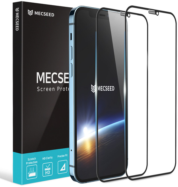 MECSEED 프리미엄 마스터 HD 풀커버 강화유리 액정보호필름 2p 세트, 1세트